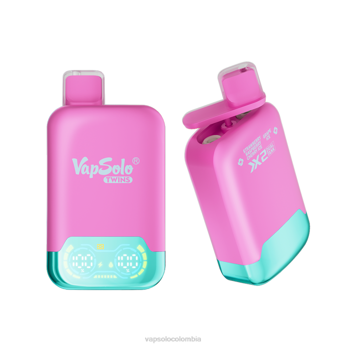 VapSolo TWINS vaporizador desechable | Vapsolo Al Por Mayor R0LH33 helado de fresa, frambuesa, cereza y uva